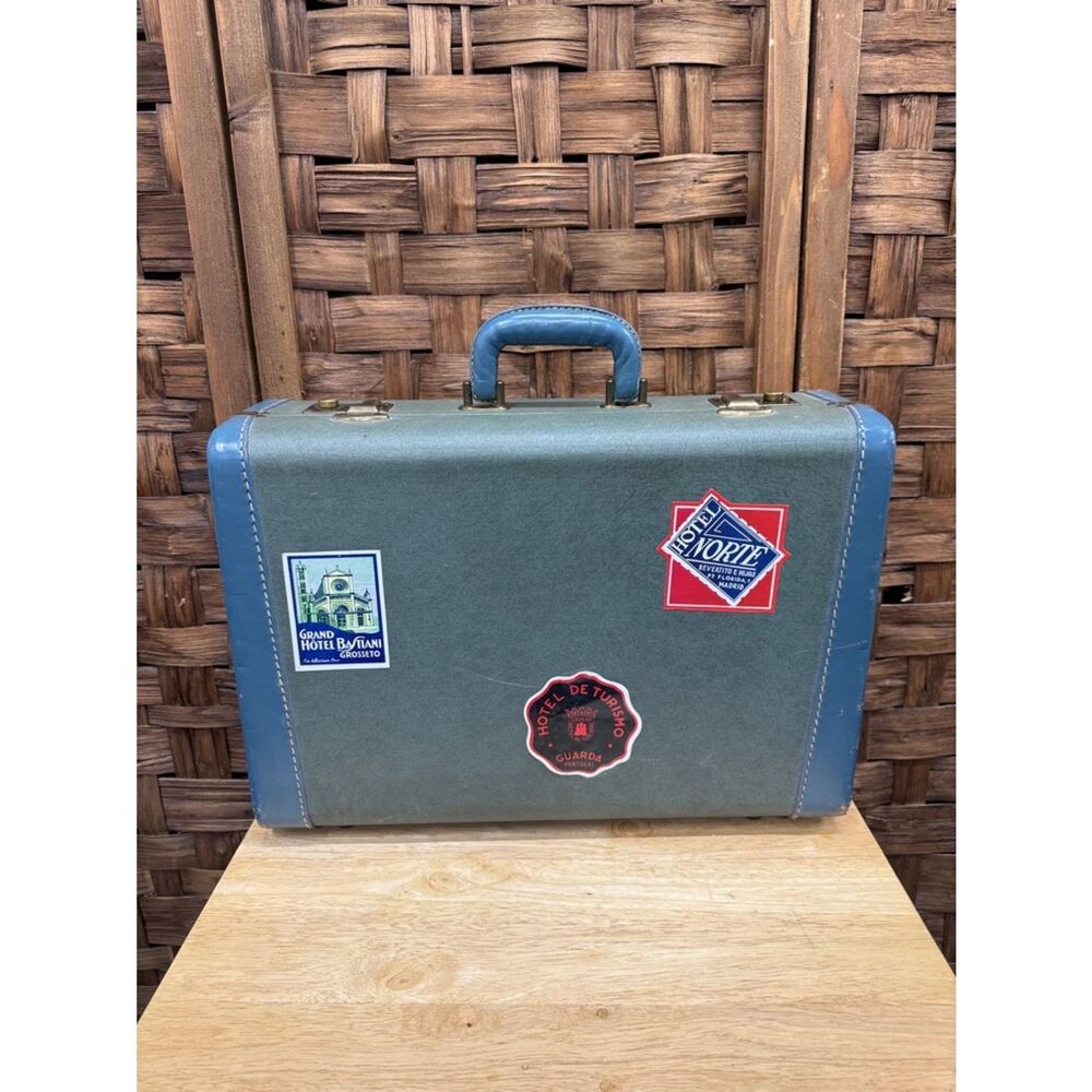RARE Antique 1940’s Briefcase / Suitcase with Antique Travel Stickers